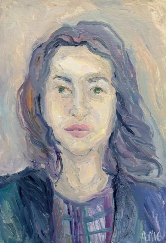 “Alina Gumilyov” 2016. Oil on cardboard, 30 x 50 cm